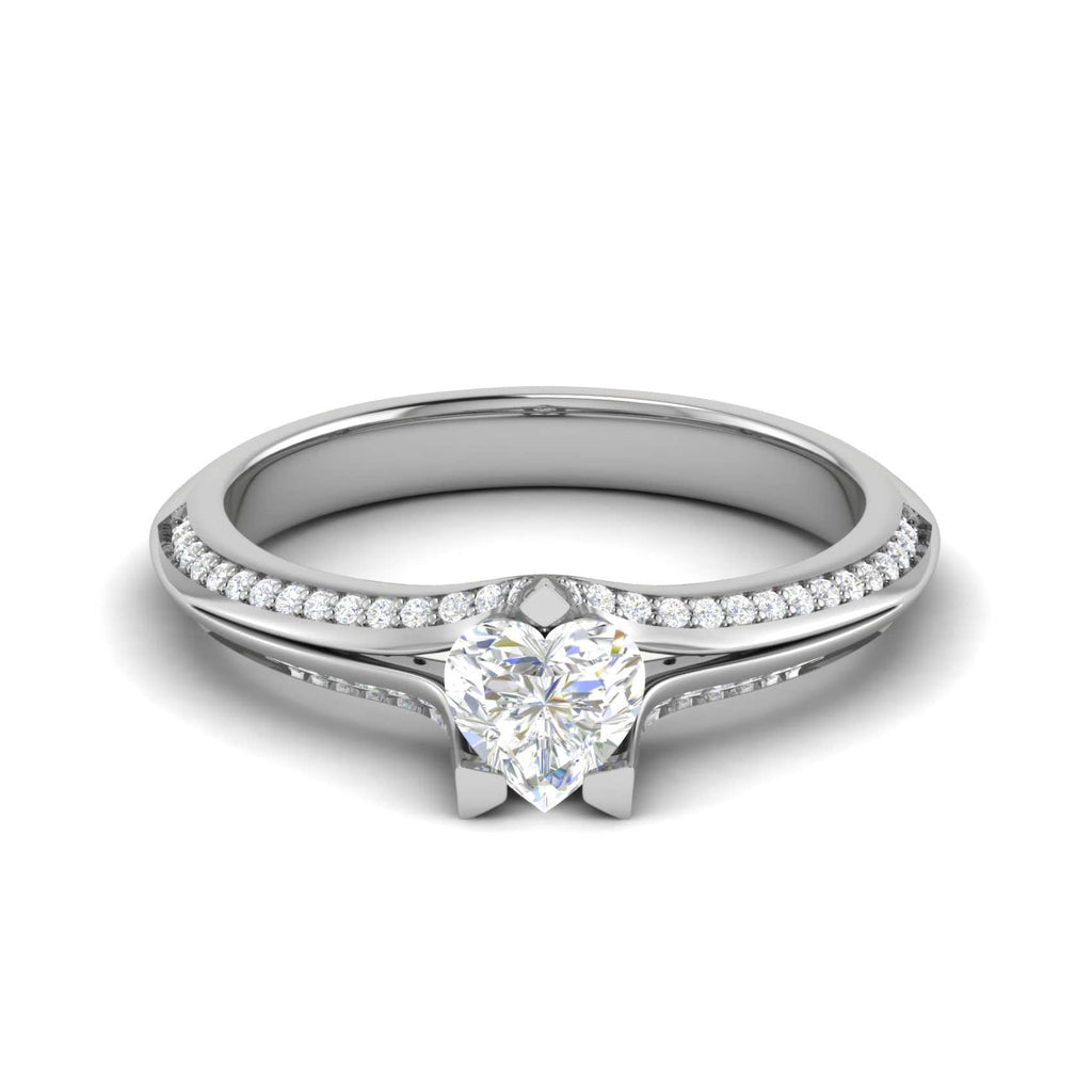 Jewelove™ Rings I VS / Women's Band only 30-Pointer Heart Cut Solitaire Split Diamond Shank Platinum Ring JL PT RP HS 187