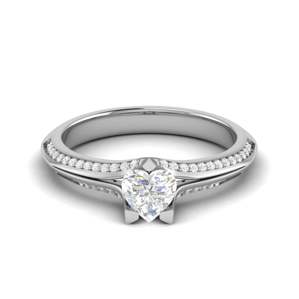 30 Pointer 30-Pointer Heart Cut Solitaire Split Diamond Shank Platinum Ring JL PT ...
