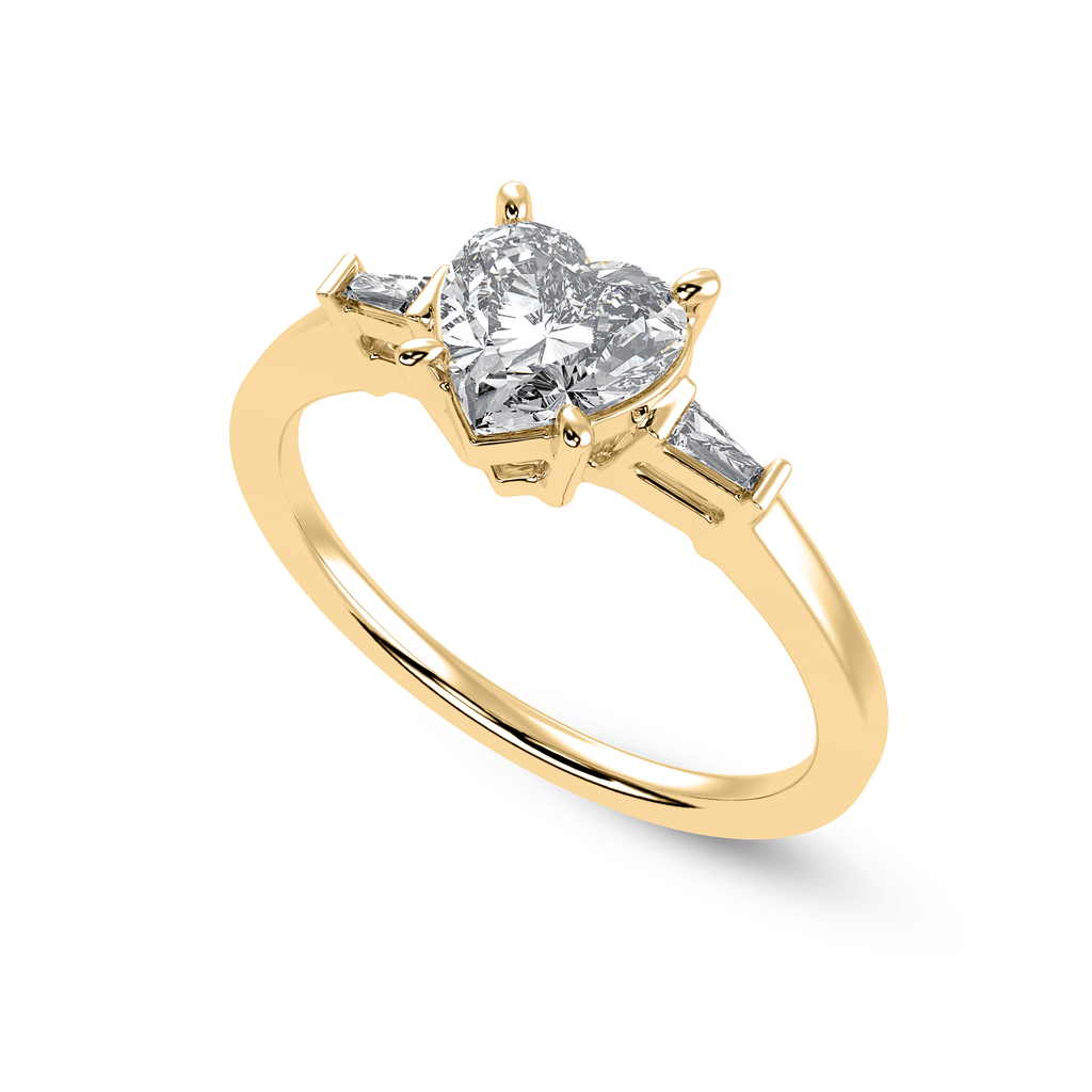 Jewelove™ Rings Women's Band only / VS I 30-Pointer Heart Cut Solitaire with Diamond Baguette 18K Yellow Gold Ring JL AU 1225Y