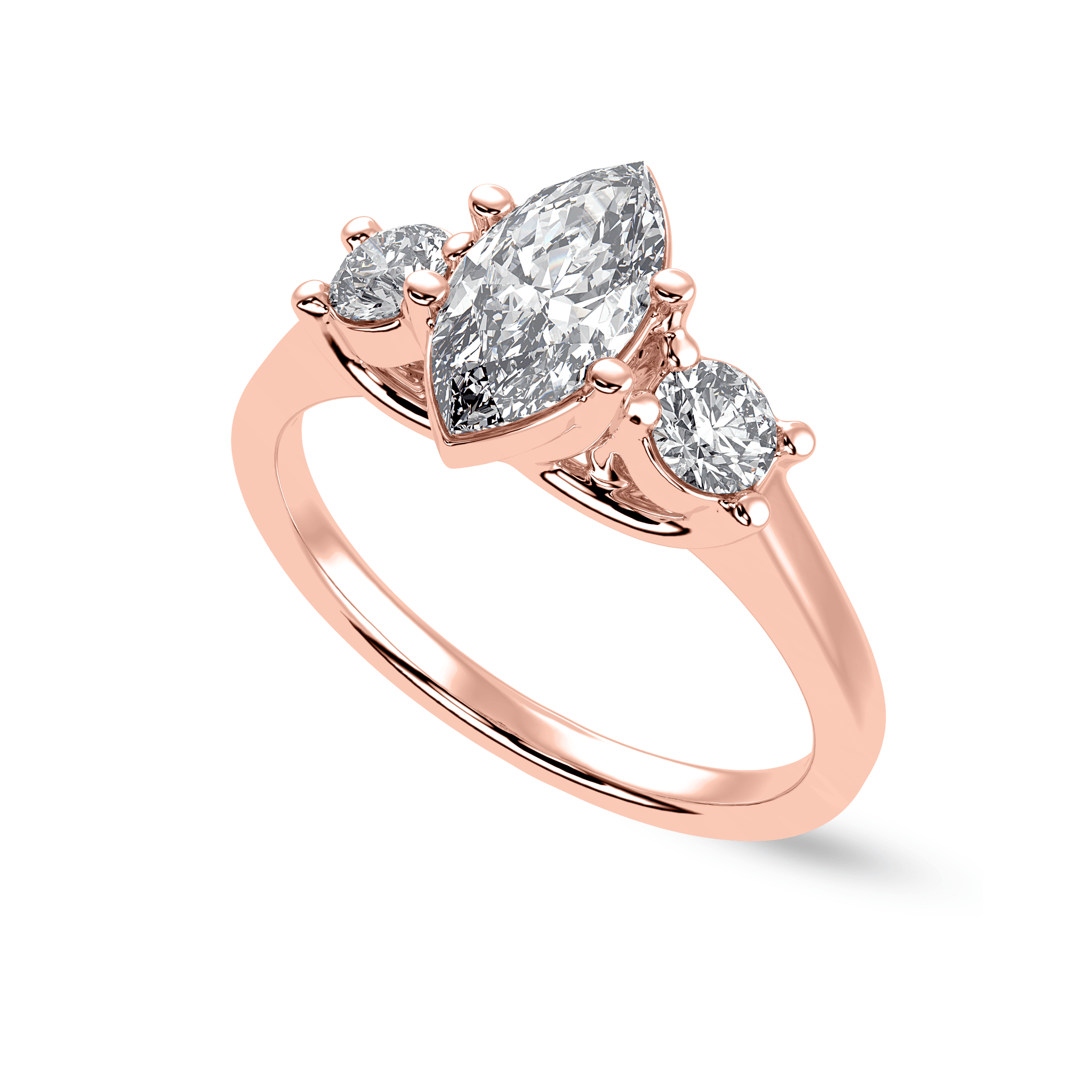 30-Pointer Marquise Cut Solitaire Diamond Accents 18K Rose Gold Ring JL AU 1236R