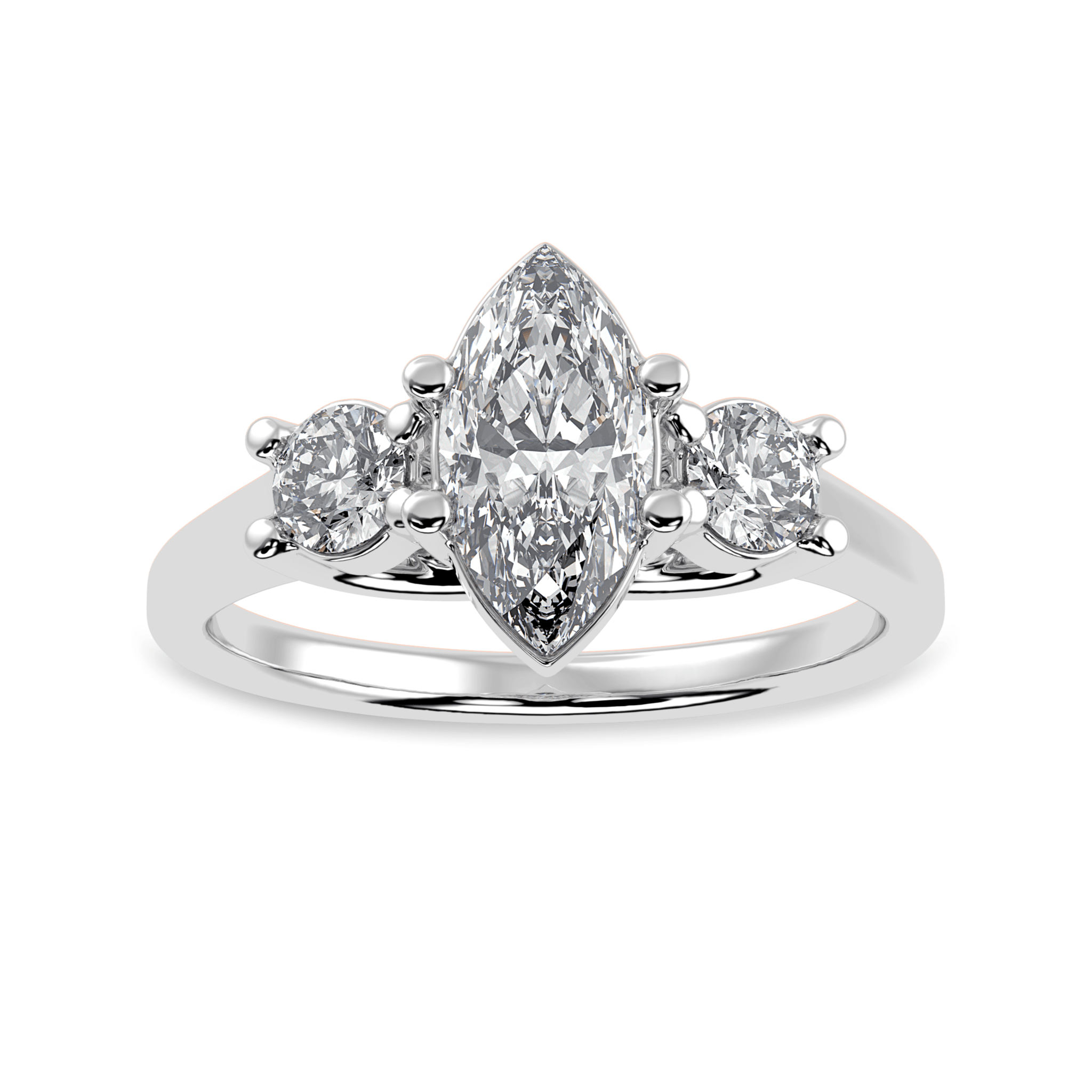 Jewelove™ Rings I VS / Women's Band only 30-Pointer Marquise Cut Solitaire Diamond Accents Platinum Ring JL PT 1236