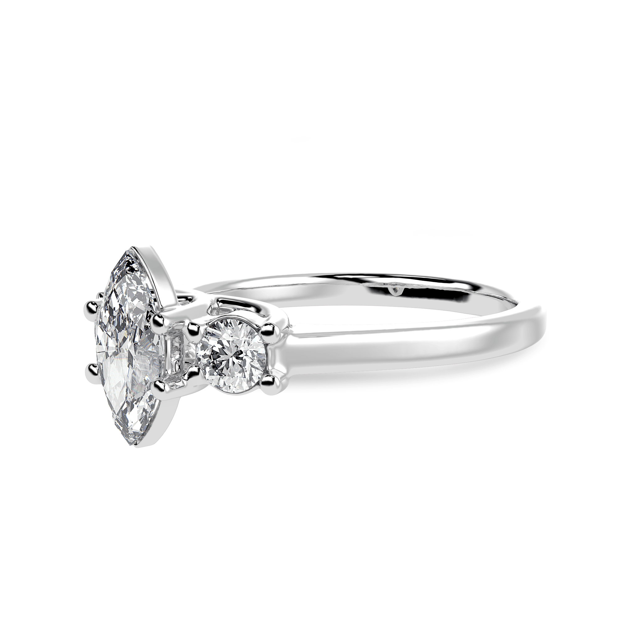 Jewelove™ Rings I VS / Women's Band only 30-Pointer Marquise Cut Solitaire Diamond Accents Platinum Ring JL PT 1236