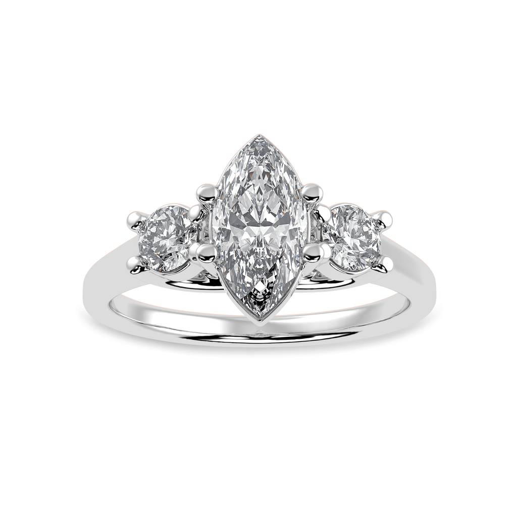 Jewelove™ Rings I VS / Women's Band only 30-Pointer Marquise Cut Solitaire Diamond Accents Platinum Ring JL PT 1236
