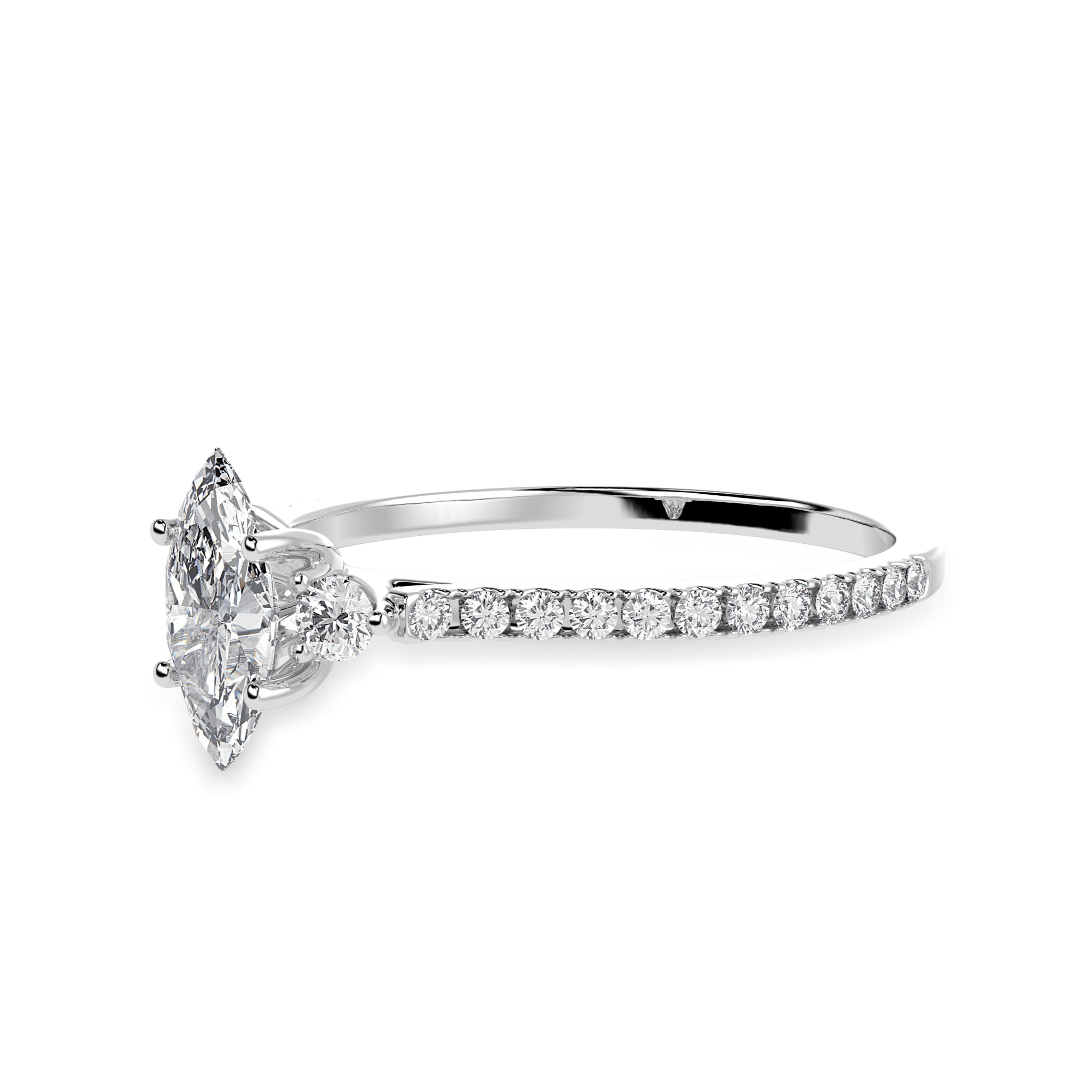 Jewelove™ Rings I VS / Women's Band only 30-Pointer Marquise Cut Solitaire Diamond Accents Shank Platinum Ring JL PT 1246