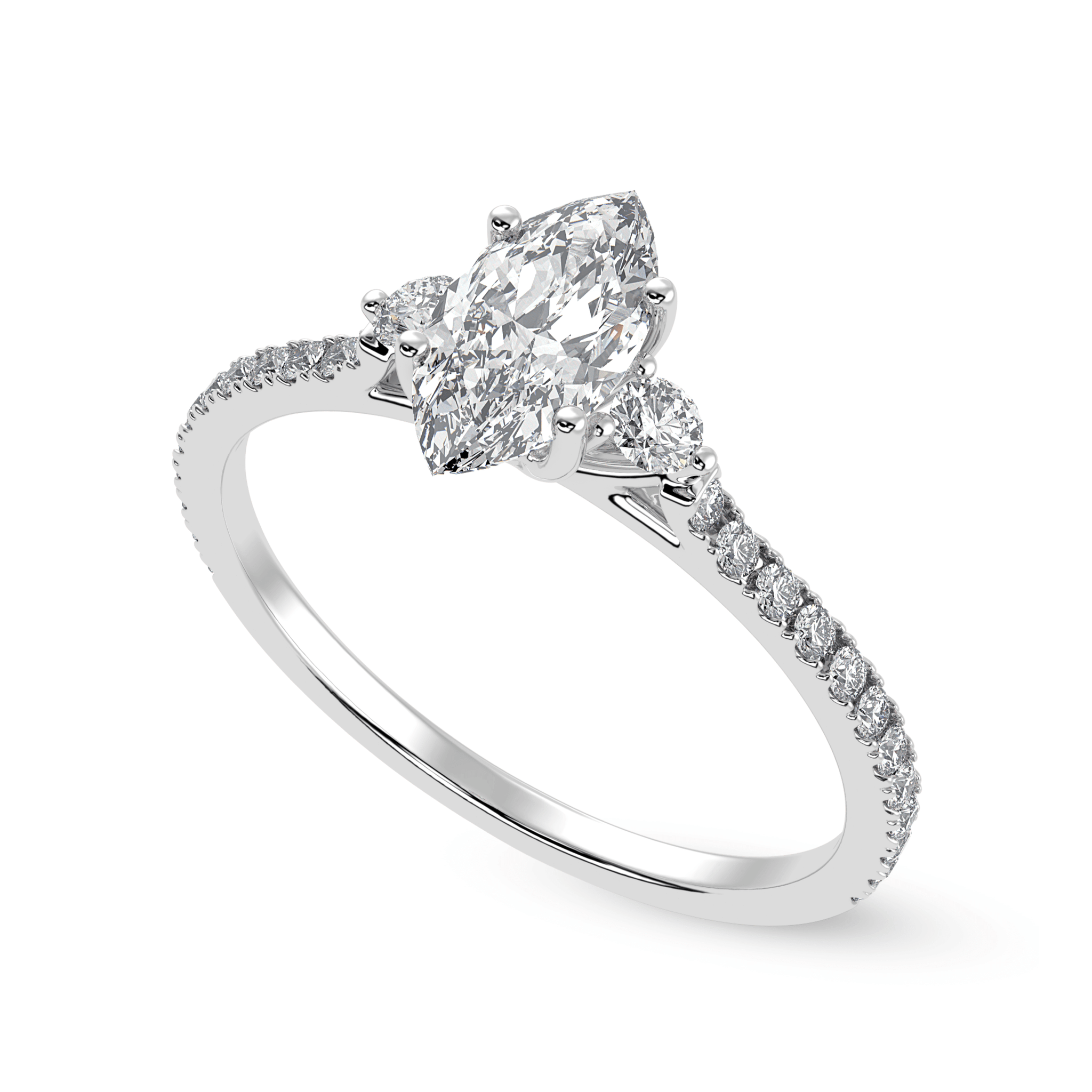 Jewelove™ Rings I VS / Women's Band only 30-Pointer Marquise Cut Solitaire Diamond Accents Shank Platinum Ring JL PT 1246