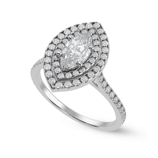 Jewelove™ Rings I VS / Women's Band only 30-Pointer Marquise Cut Solitaire Double Halo Diamond Shank Platinum Ring JL PT 1298