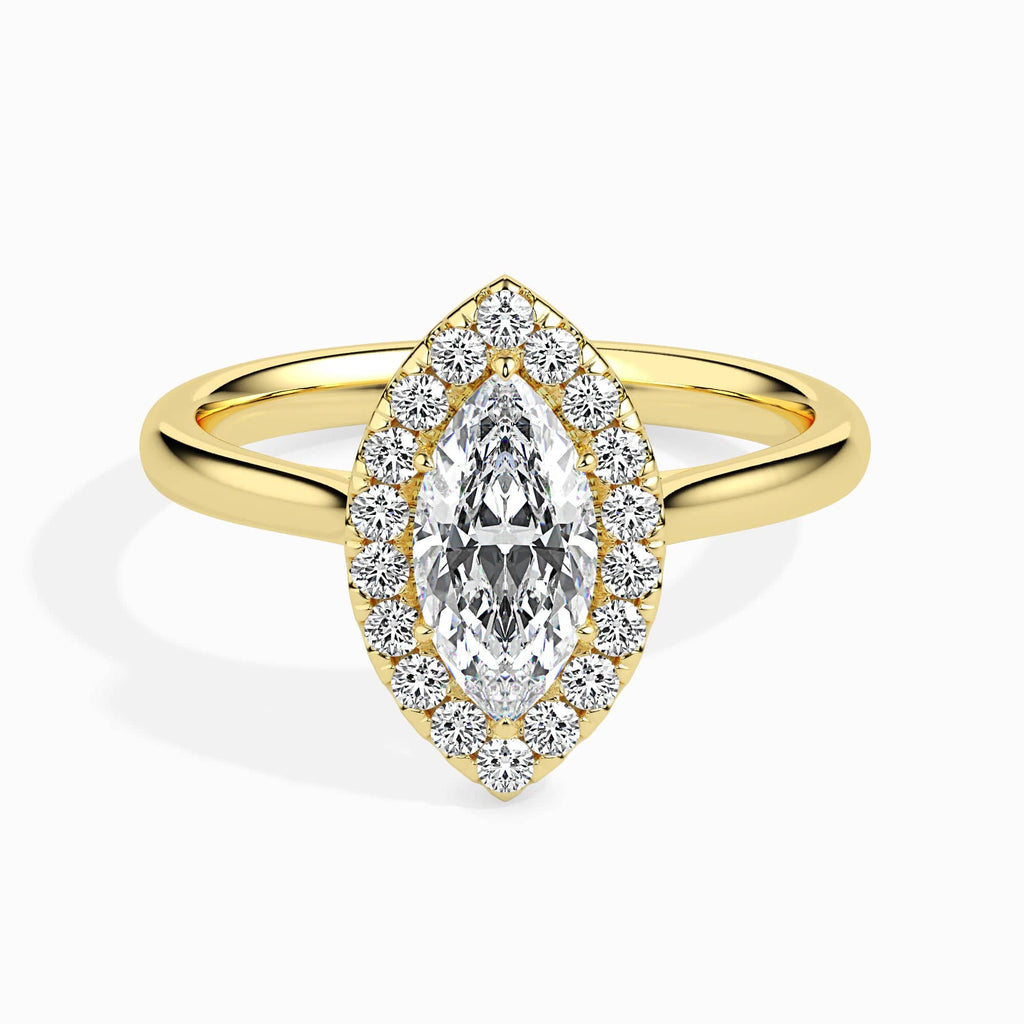 Jewelove™ Rings Women's Band only / VS I 30-Pointer Marquise Cut Solitaire Halo Diamond 18K Yellow Gold Ring JL AU 19029Y