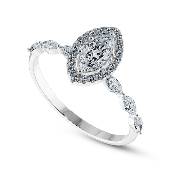 Jewelove™ Rings I VS / Women's Band only 30-Pointer Marquise Cut Solitaire Halo Diamond Accents Platinum Ring JL PT 1274