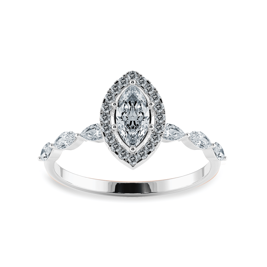 Jewelove™ Rings I VS / Women's Band only 30-Pointer Marquise Cut Solitaire Halo Diamond Accents Platinum Ring JL PT 1274