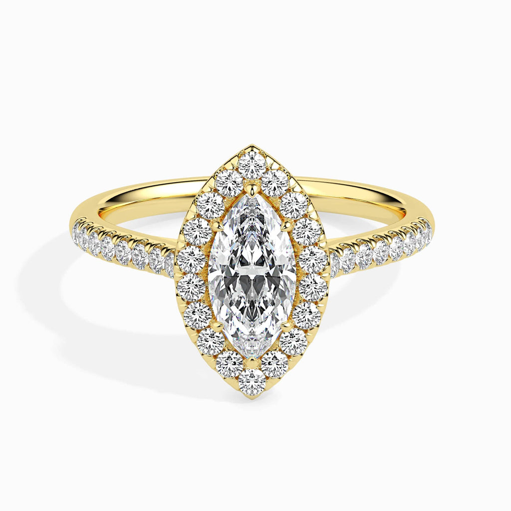Jewelove™ Rings Women's Band only / VS I 30-Pointer Marquise Cut Solitaire Halo Diamond Shank 18K Yellow Gold Ring JL AU 19039Y
