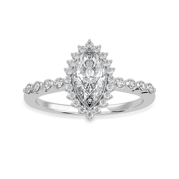 Jewelove™ Rings I VS / Women's Band only 30-Pointer Marquise Cut Solitaire Halo Diamond Shank Platinum Ring JL PT 1254