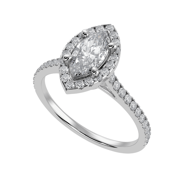 Jewelove™ Rings I VS / Women's Band only 30-Pointer Marquise Cut Solitaire Halo Diamond Shank Platinum Ring JL PT 1290