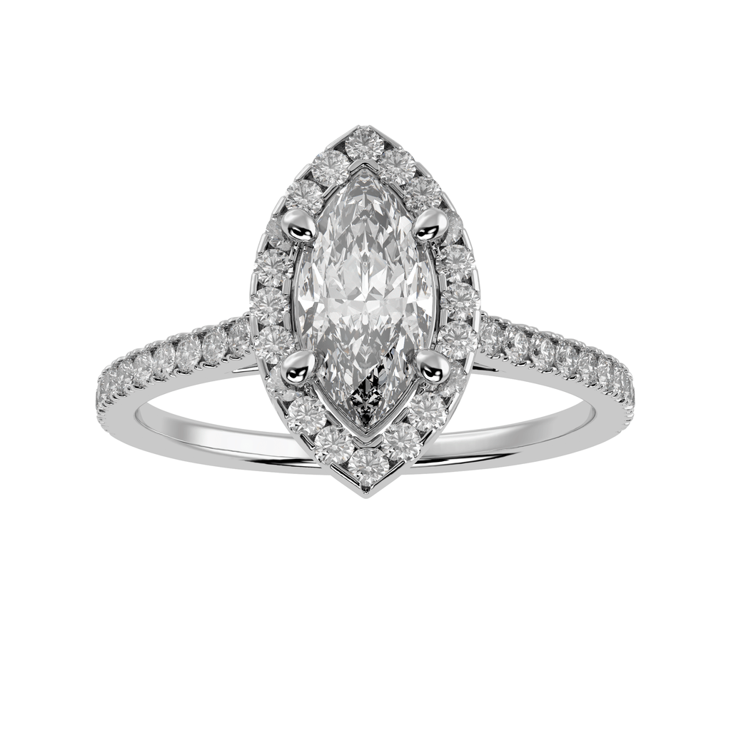 Jewelove™ Rings I VS / Women's Band only 30-Pointer Marquise Cut Solitaire Halo Diamond Shank Platinum Ring JL PT 1290