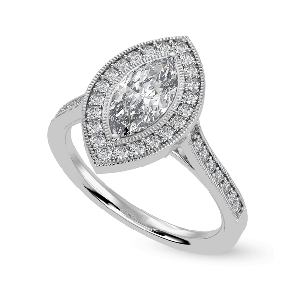 Jewelove™ Rings I VS / Women's Band only 30-Pointer Marquise Cut Solitaire Halo Diamond Shank Platinum Ring JL PT 1326