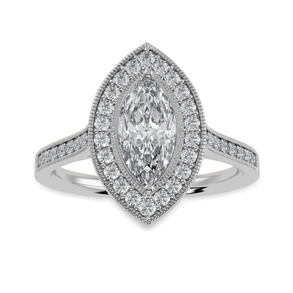 Jewelove™ Rings I VS / Women's Band only 30-Pointer Marquise Cut Solitaire Halo Diamond Shank Platinum Ring JL PT 1326