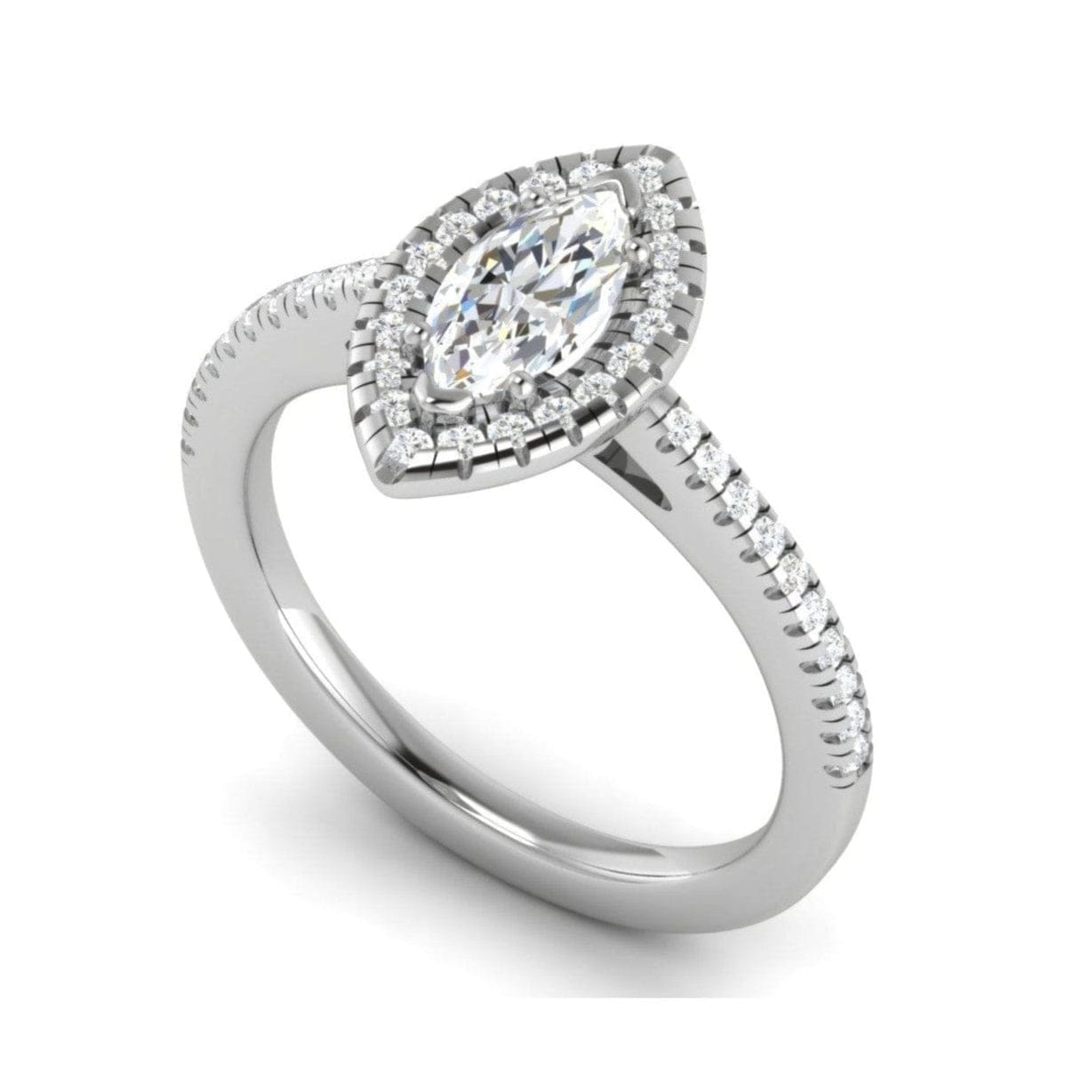 Jewelove™ Rings I VS / Women's Band only 30-Pointer Marquise Cut Solitaire Halo Diamond Shank Platinum Ring JL PT RH MQ 122