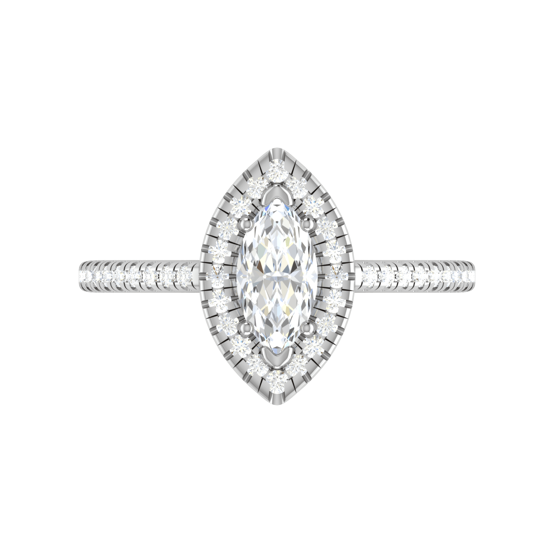 Jewelove™ Rings I VS / Women's Band only 30-Pointer Marquise Cut Solitaire Halo Diamond Shank Platinum Ring JL PT RH MQ 122