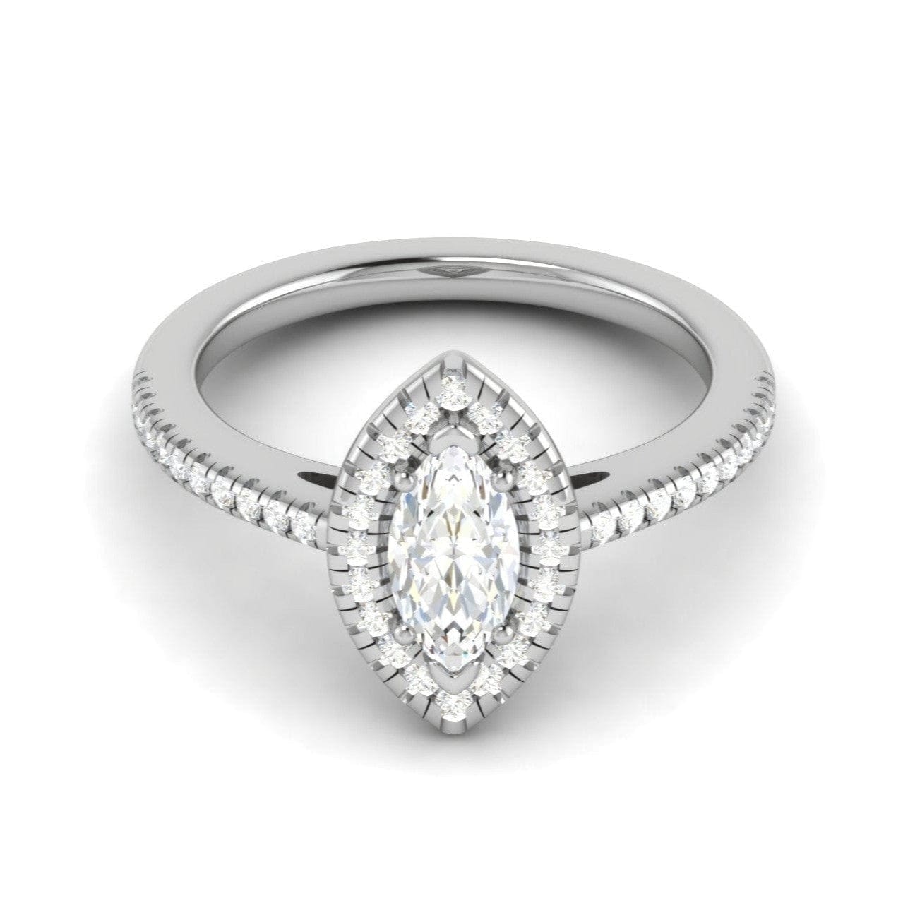 Jewelove™ Rings I VS / Women's Band only 30-Pointer Marquise Cut Solitaire Halo Diamond Shank Platinum Ring JL PT RH MQ 122