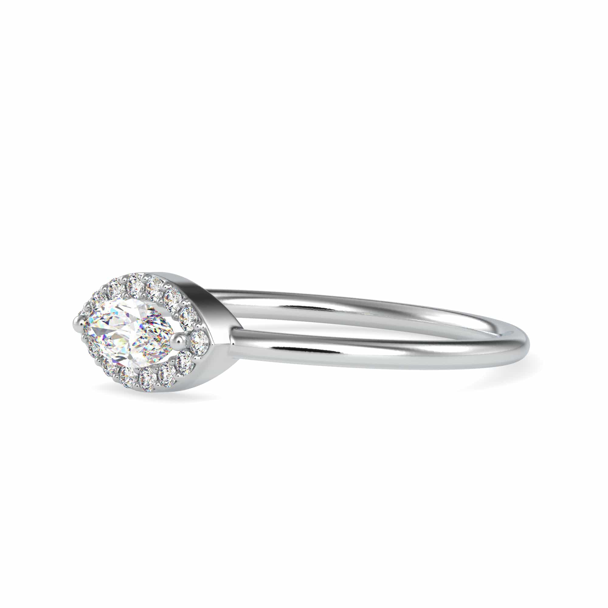 Jewelove™ Rings VS I / Women's Band only 30-Pointer Marquise Cut Solitaire Platinum Halo Diamond Ring JL PT 0700