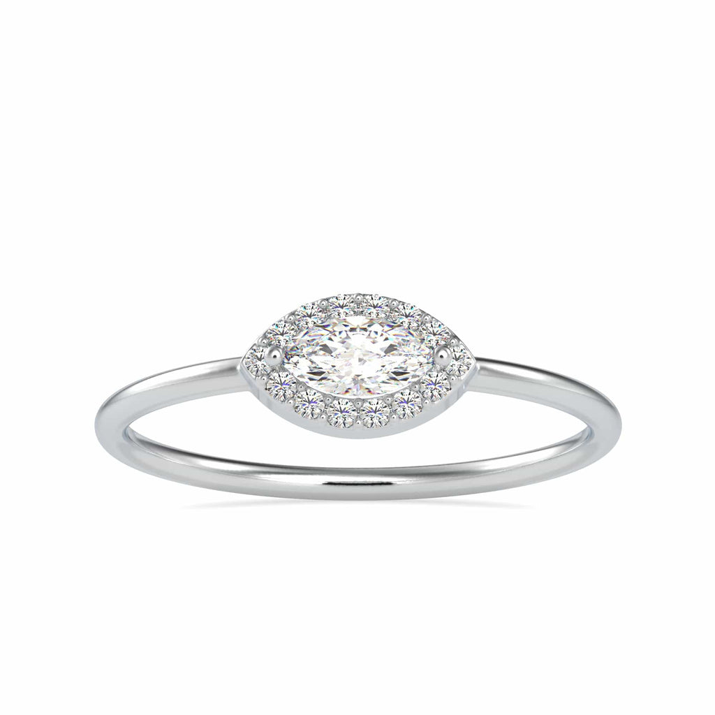 Jewelove™ Rings VS I / Women's Band only 30-Pointer Marquise Cut Solitaire Platinum Halo Diamond Ring JL PT 0700