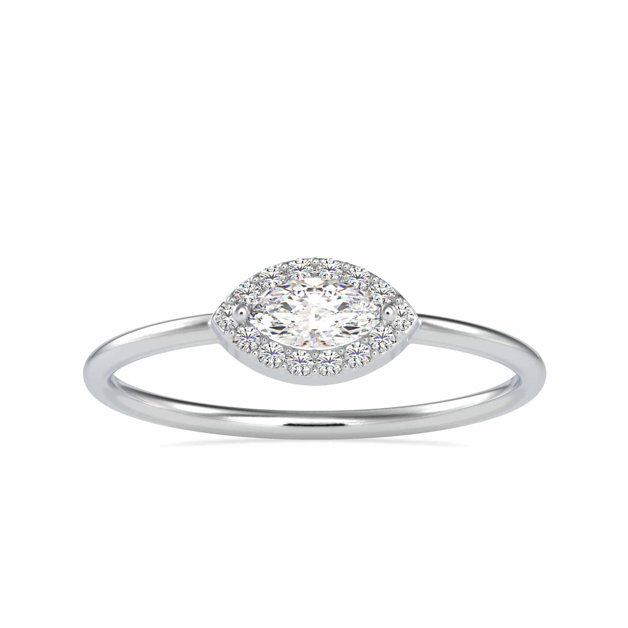 30 Pointer 30-Pointer Marquise Cut Solitaire Platinum Halo Diamond Ring JL PT 070 ...