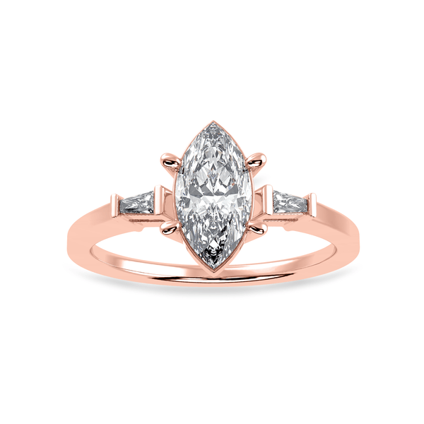 Jewelove™ Rings Women's Band only / VS I 30-Pointer Marquise Cut Solitaire with Baguette Diamond Accents 18K Rose Gold Ring JL AU 1228R