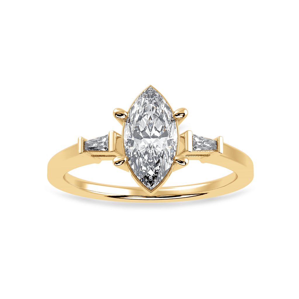 Jewelove™ Rings Women's Band only / VS I 30-Pointer Marquise Cut Solitaire with Baguette Diamond Accents 18K Yellow Gold Ring JL AU 1228Y