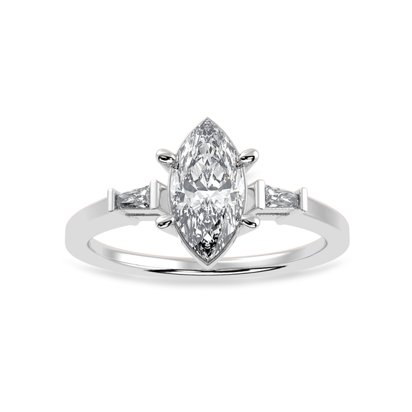 Jewelove™ Rings I VS / Women's Band only 30-Pointer Marquise Cut Solitaire with Baguette Diamond Platinum Ring JL PT 1228