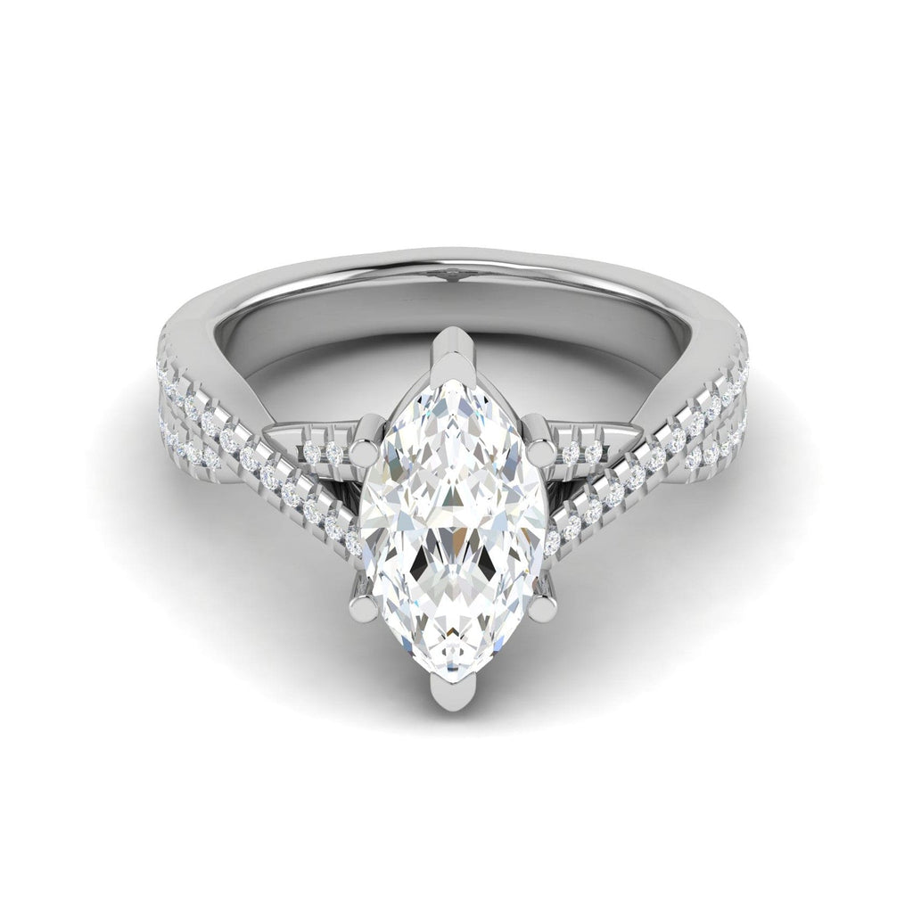 Jewelove™ J VS / Women's Band only 30-Pointer Marquise Solitaire Diamonds Twisted Shank Platinum Ring JL PT REPS1456