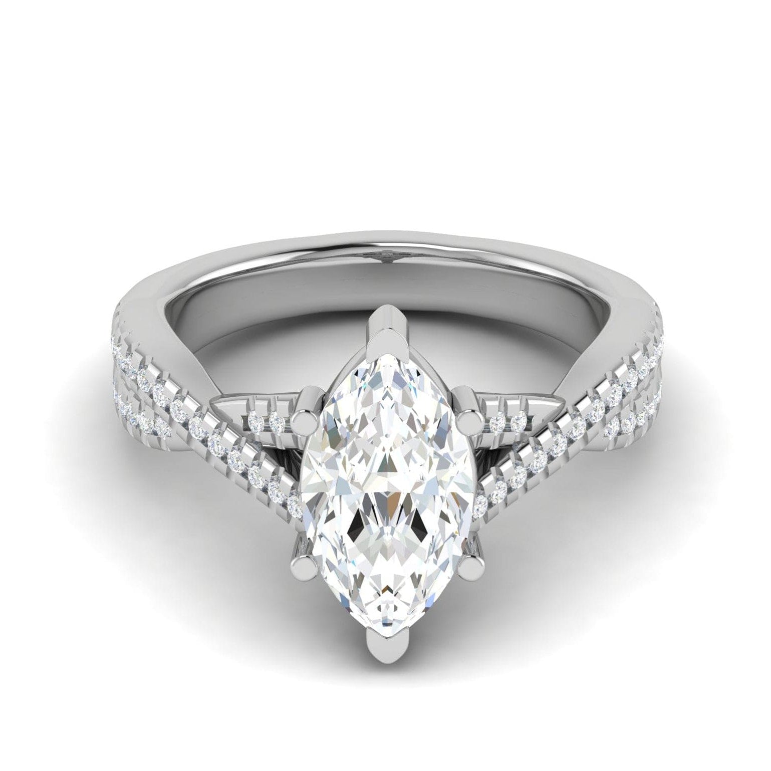 Jewelove™ J VS / Women's Band only 30-Pointer Marquise Solitaire Diamonds Twisted Shank Platinum Ring JL PT REPS1456