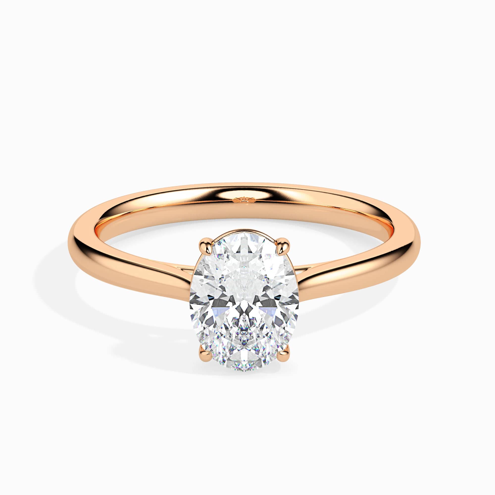 30-Pointer Oval Cut Solitaire 18K Rose Gold Ring JL AU 19004R