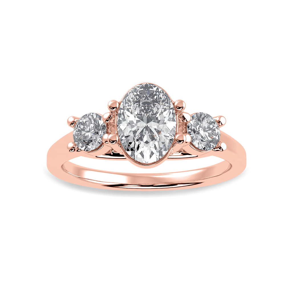 Jewelove™ Rings Women's Band only / VS J 30-Pointer Oval Cut Solitaire Diamond Accents 18K Rose Gold Ring JL AU 1234R