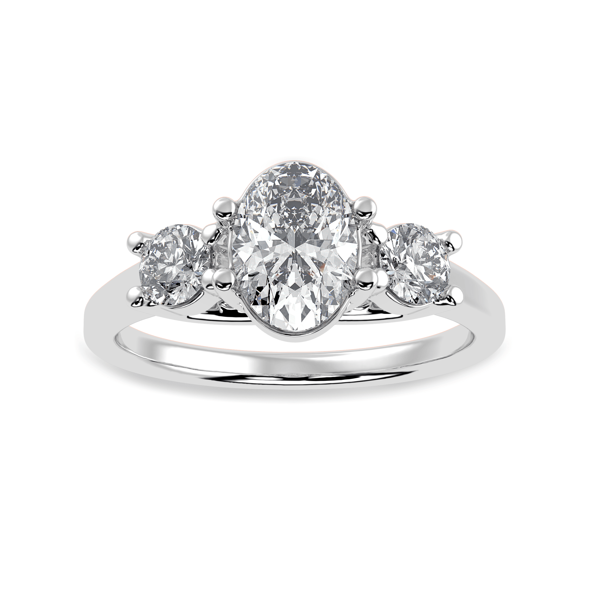 Jewelove™ Rings I VS / Women's Band only 30-Pointer Oval Cut Solitaire Diamond Accents Platinum Ring JL PT 1234