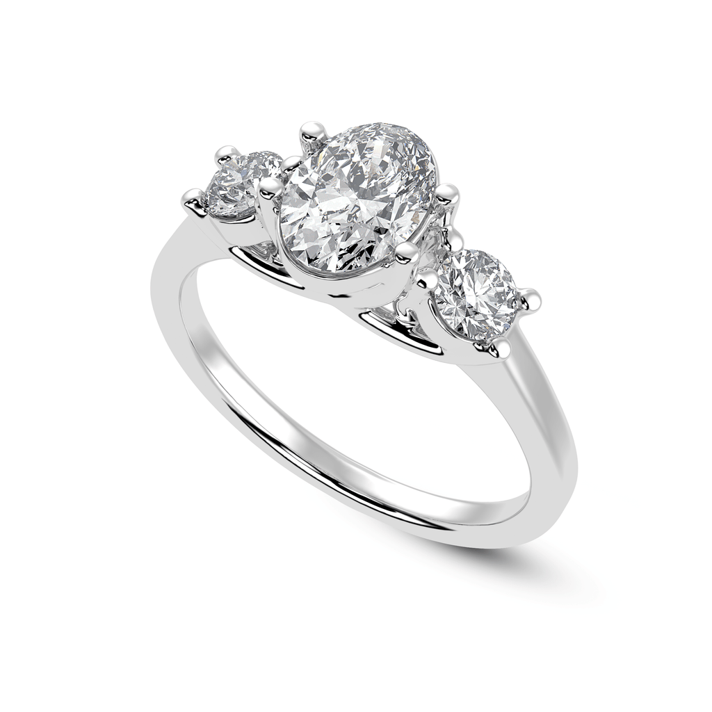 Jewelove™ Rings I VS / Women's Band only 30-Pointer Oval Cut Solitaire Diamond Accents Platinum Ring JL PT 1234