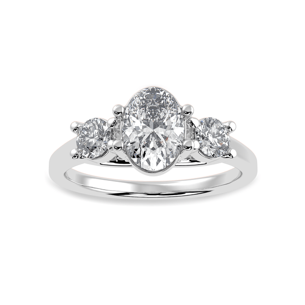 Jewelove™ Rings I VS / Women's Band only 30-Pointer Oval Cut Solitaire Diamond Accents Platinum Ring JL PT 1234