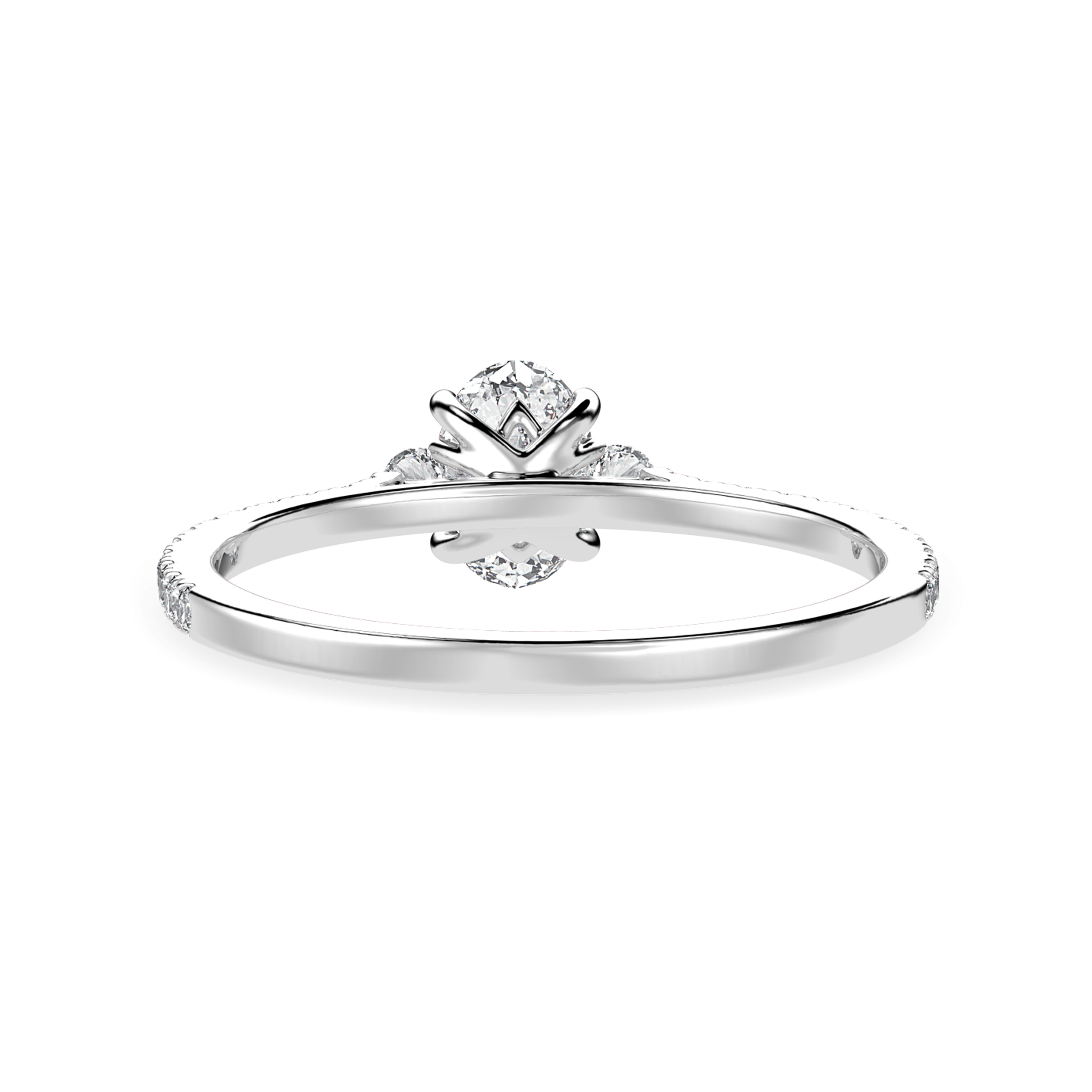 Jewelove™ Rings I VS / Women's Band only 30-Pointer Oval Cut Solitaire Diamond Accents Shank Platinum Ring JL PT 1244