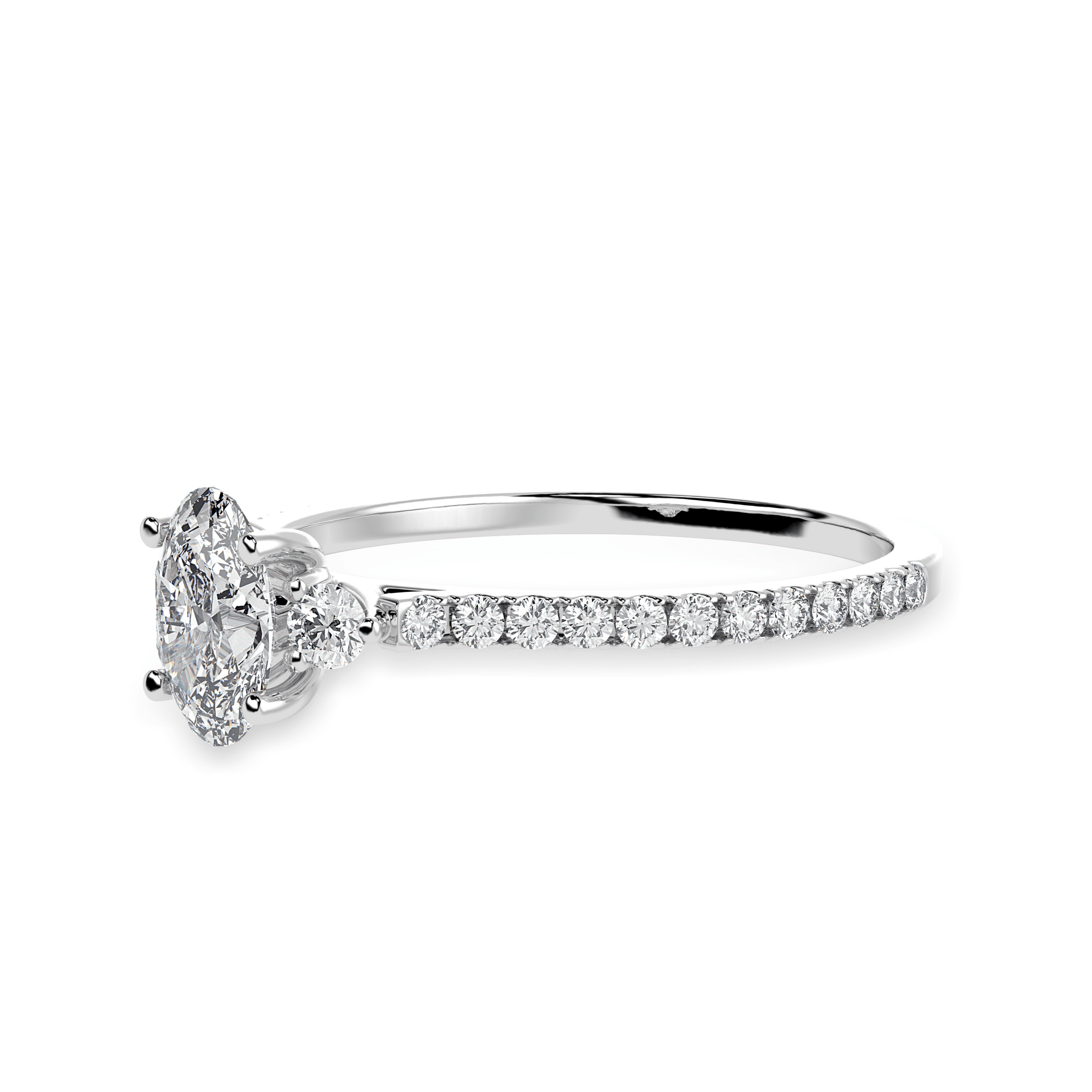 Jewelove™ Rings I VS / Women's Band only 30-Pointer Oval Cut Solitaire Diamond Accents Shank Platinum Ring JL PT 1244