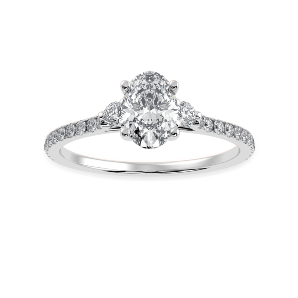 Jewelove™ Rings I VS / Women's Band only 30-Pointer Oval Cut Solitaire Diamond Accents Shank Platinum Ring JL PT 1244
