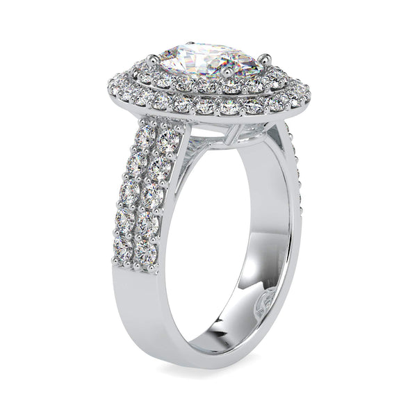 Jewelove™ Rings VS I / Women's Band only 30-Pointer Oval Cut Solitaire Diamond Halo Split Shank Platinum Ring JL PT 0036