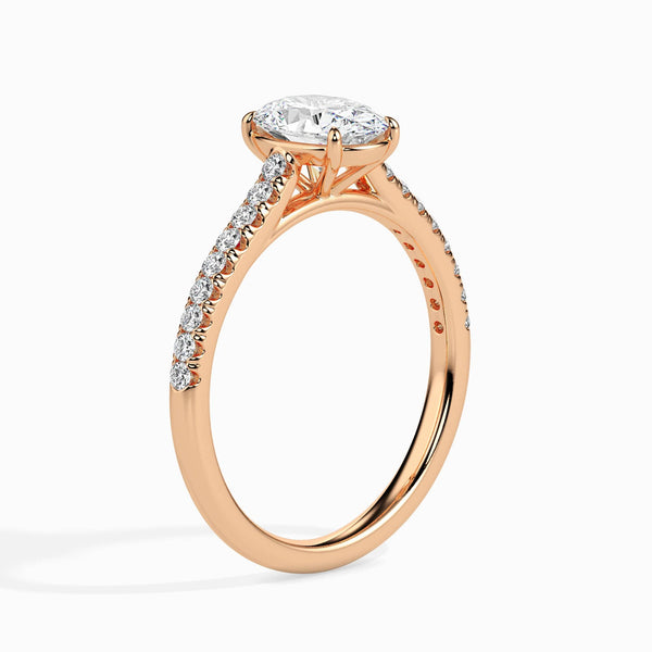 Jewelove™ Rings Women's Band only / VS I 30-Pointer Oval Cut Solitaire Diamond Shank 18K Rose Gold Ring JL AU 19014R