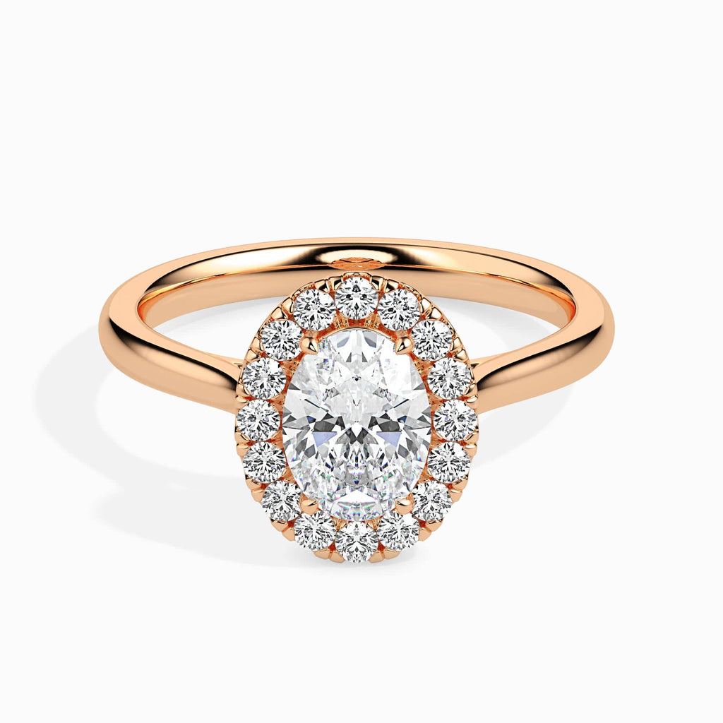 Jewelove™ Rings Women's Band only / VS I 30-Pointer Oval Cut Solitaire Halo Diamond 18K Rose Gold Ring JL AU 19024R