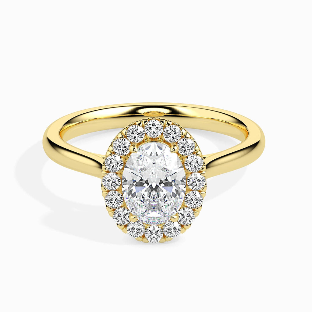 Jewelove™ Rings Women's Band only / VS I 30-Pointer Oval Cut Solitaire Halo Diamond 18K Yellow Gold Ring JL AU 19024Y
