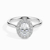 Jewelove™ Rings I VS / Women's Band only 30-Pointer Oval Cut Solitaire Halo Diamond Platinum Ring JL PT 19024