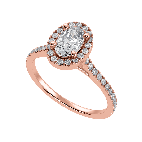 Jewelove™ Rings Women's Band only / VS I 30-Pointer Oval Cut Solitaire Halo Diamond Shank 18K Rose Gold Ring JL AU 1291R
