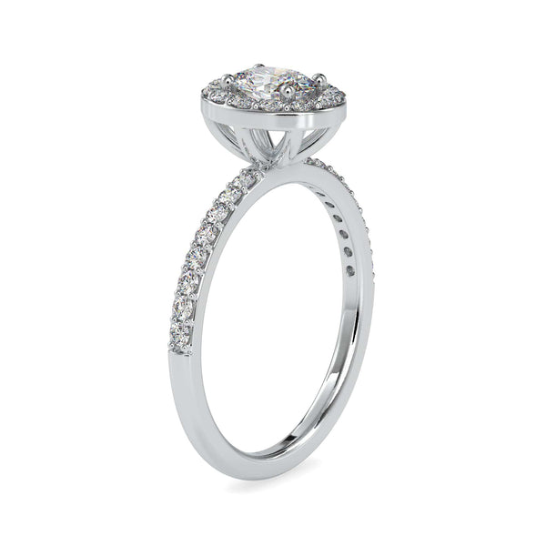 Jewelove™ Rings VS I / Women's Band only 30-Pointer Oval Cut Solitaire Halo Diamond Shank Platinum Ring JL PT 0014