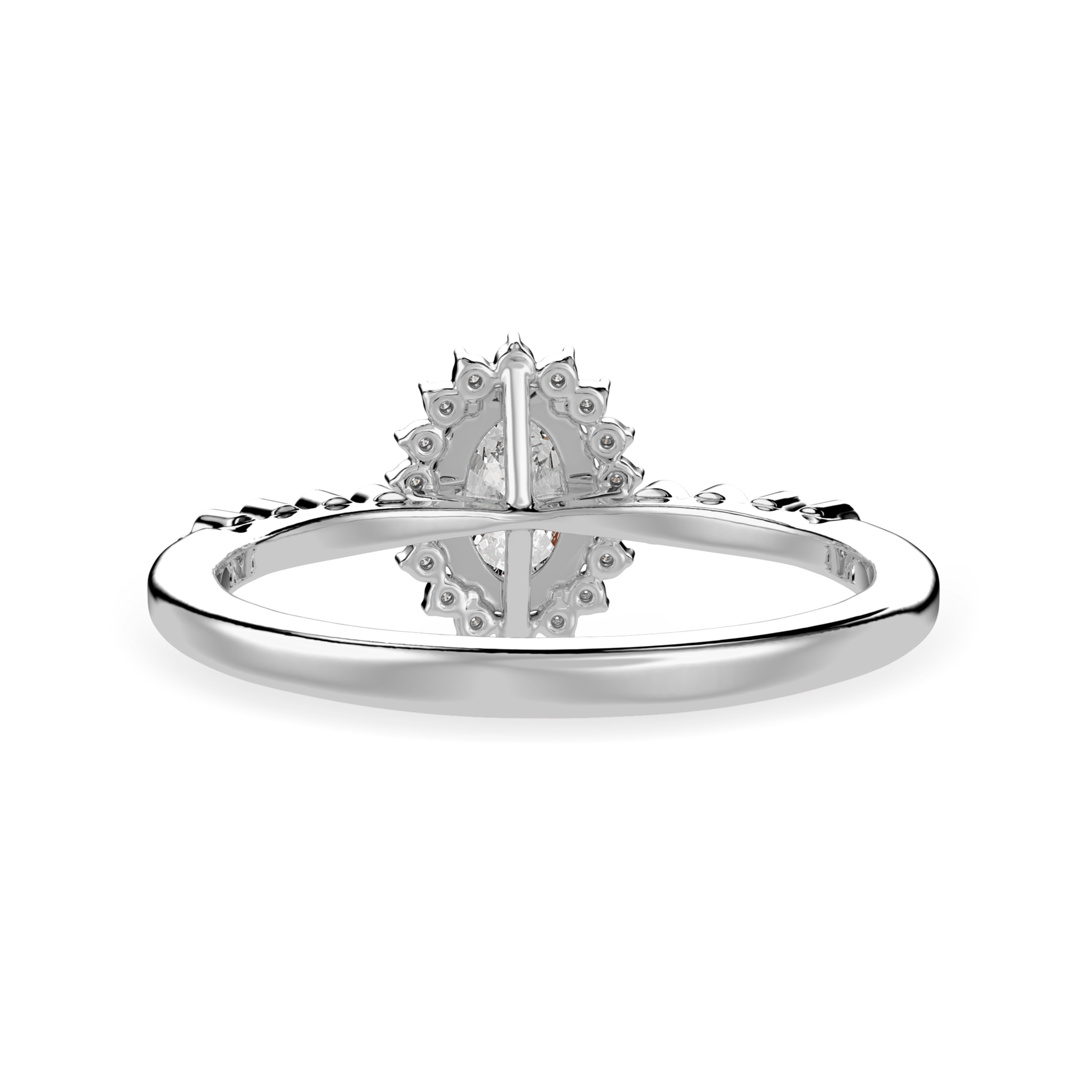 Jewelove™ Rings I VS / Women's Band only 30-Pointer Oval Cut Solitaire Halo Diamond Shank Platinum Ring JL PT 1252