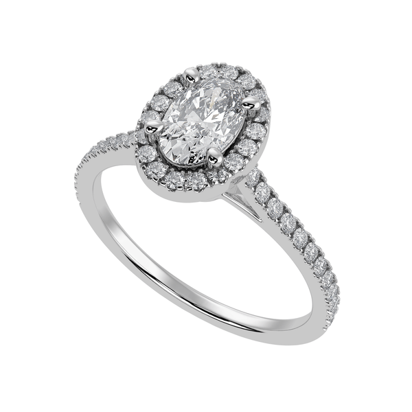 Jewelove™ Rings I VS / Women's Band only 30-Pointer Oval Cut Solitaire Halo Diamond Shank Platinum Ring JL PT 1291