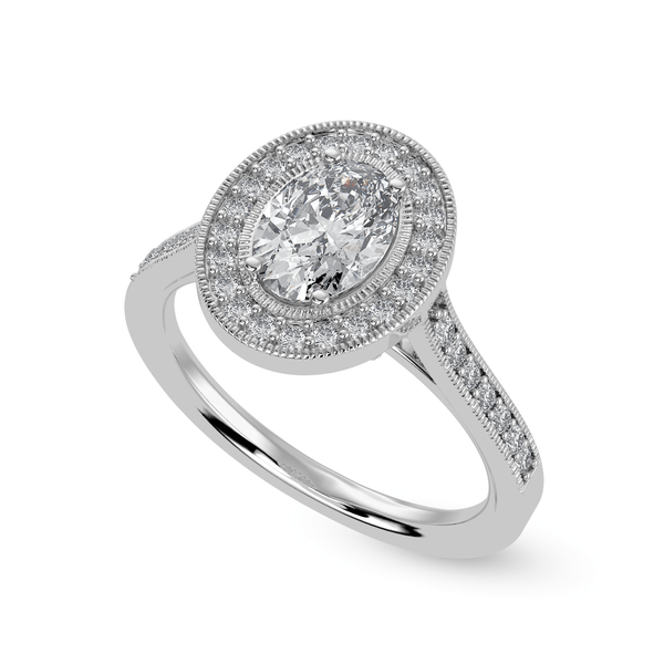 Jewelove™ Rings I VS / Women's Band only 30-Pointer Oval Cut Solitaire Halo Diamond Shank Platinum Ring JL PT 1325