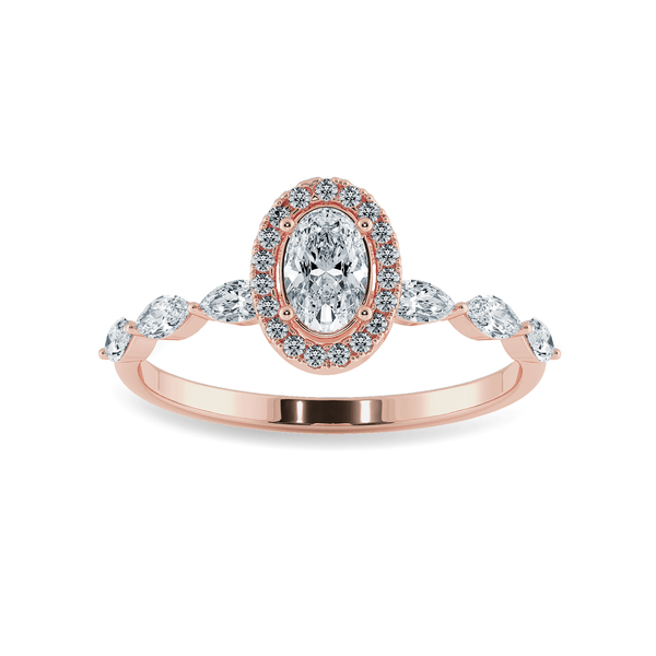 Jewelove™ Rings Women's Band only / VS I 30-Pointer Oval Cut Solitaire Halo Diamonds with Marquise Cut Accents 18K Rose Gold Ring JL AU 1275R