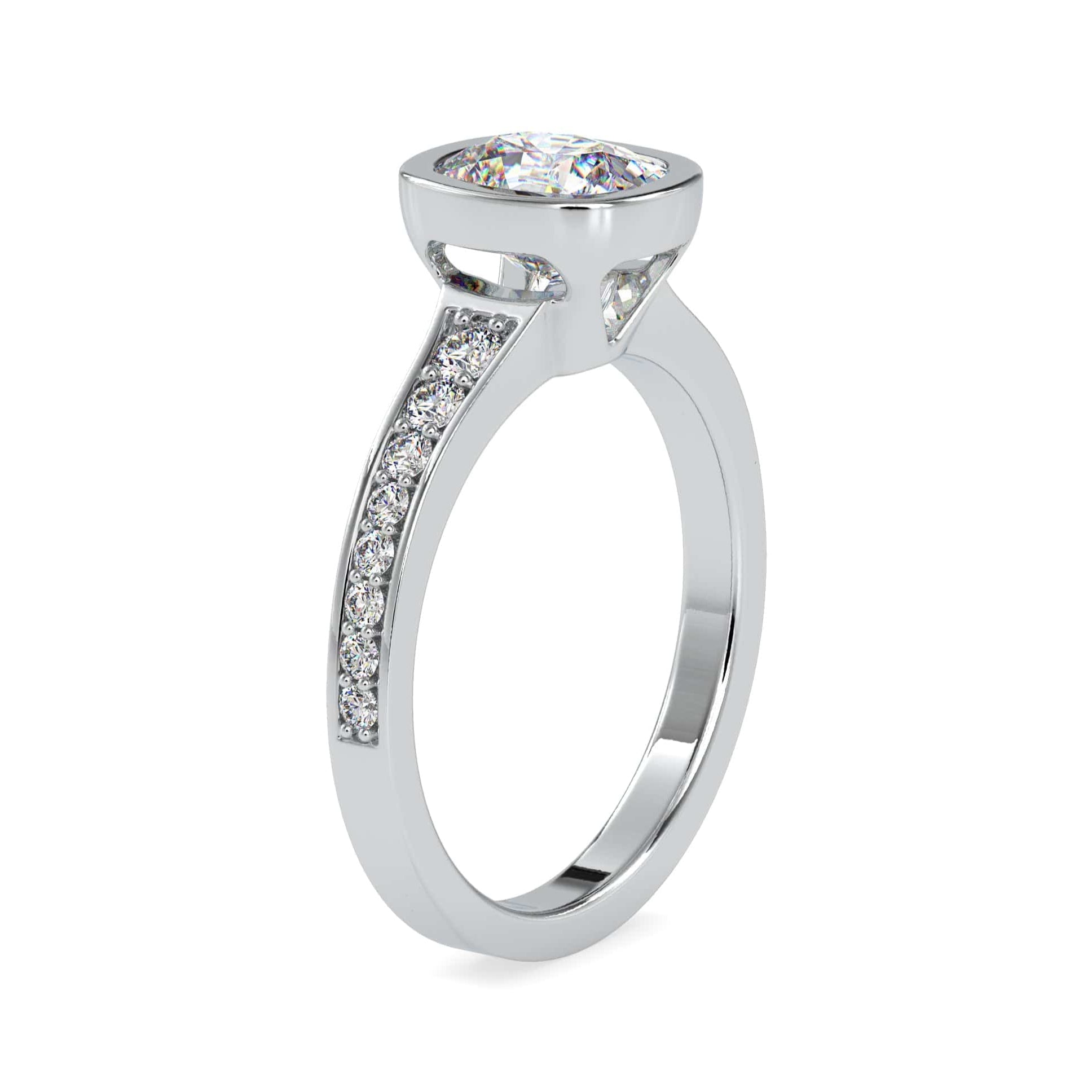 Jewelove™ Rings VS I / Women's Band only 30-Pointer Oval Cut Solitaire Platinum Diamond Shank Ring JL PT 0092